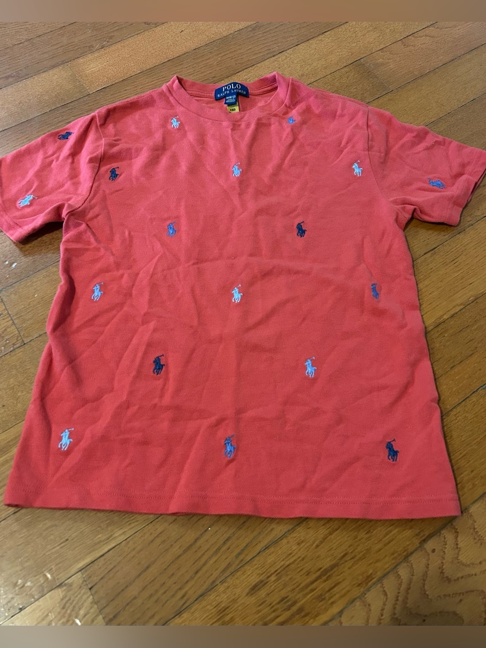 Polo Ralph Lauren Coral Multi Pony Logo Embroidered T-Shirt Size M 10-12